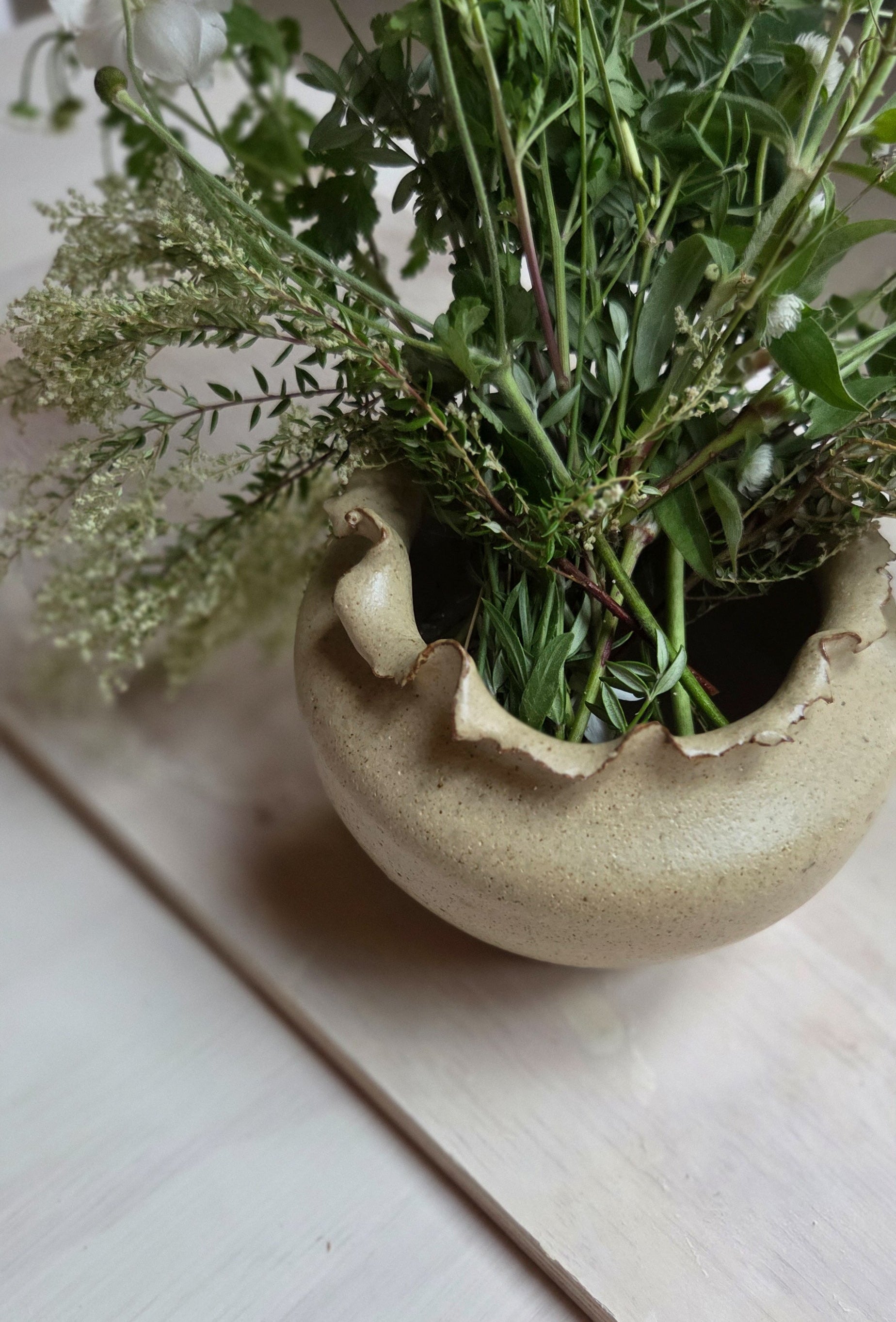 Ruffle Vase #2 - Flax