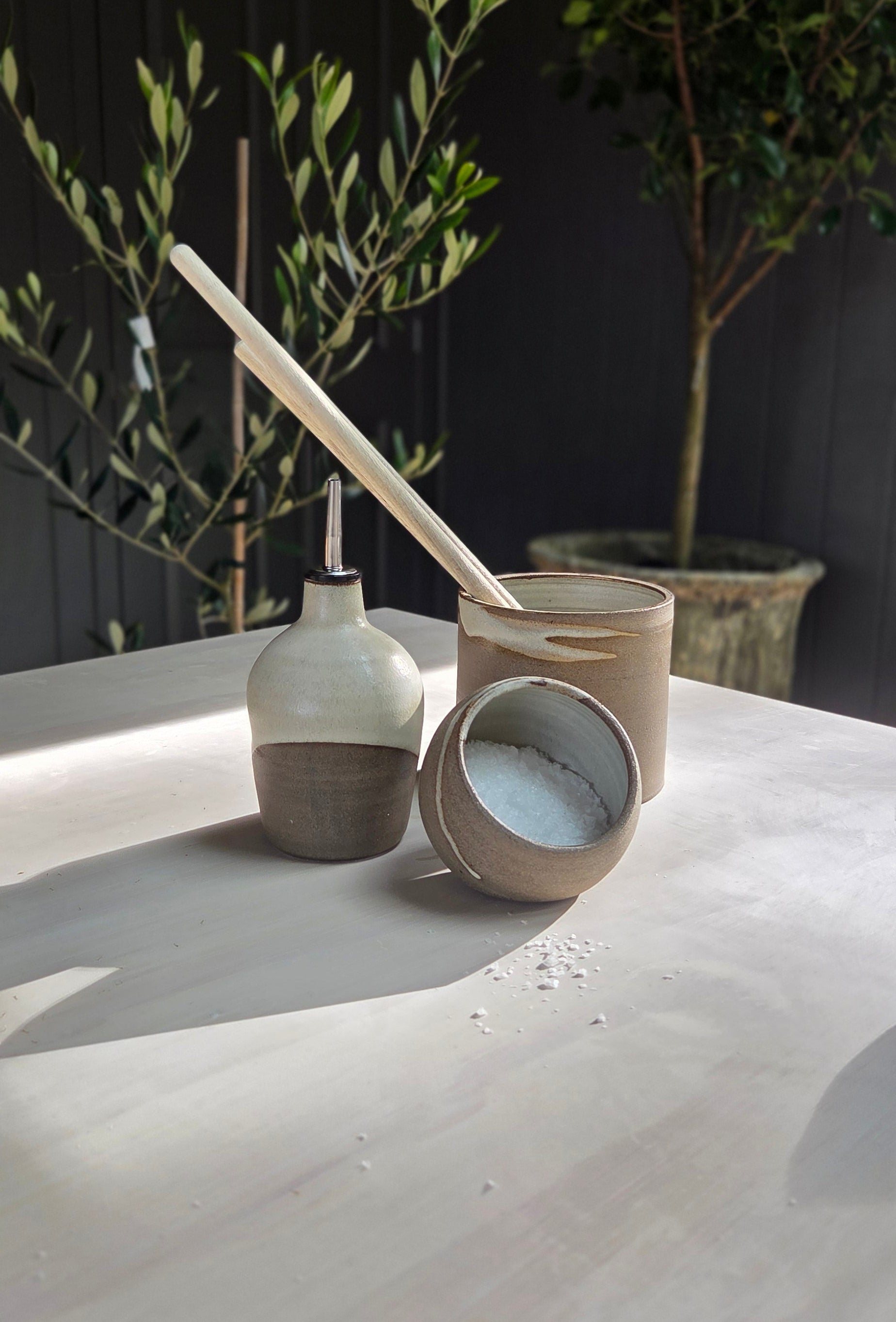 Utensil Jar - Stone/Chalk