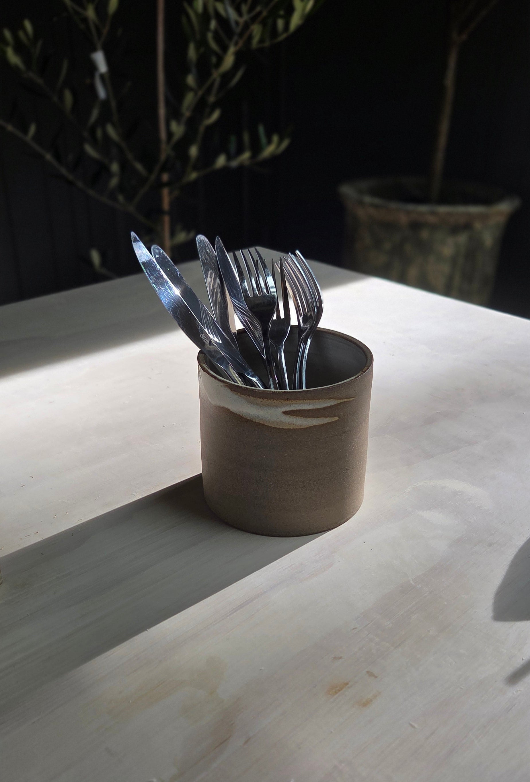 Utensil Jar - Stone/Chalk